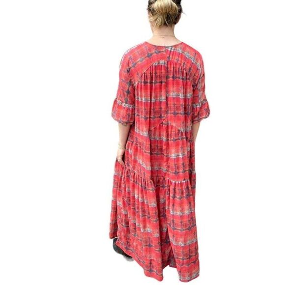 Soft Surroundings Tie Dye Watercolor Orange Boho Hippie Flowy Maxi Dress Sz S - Picture 4 of 11